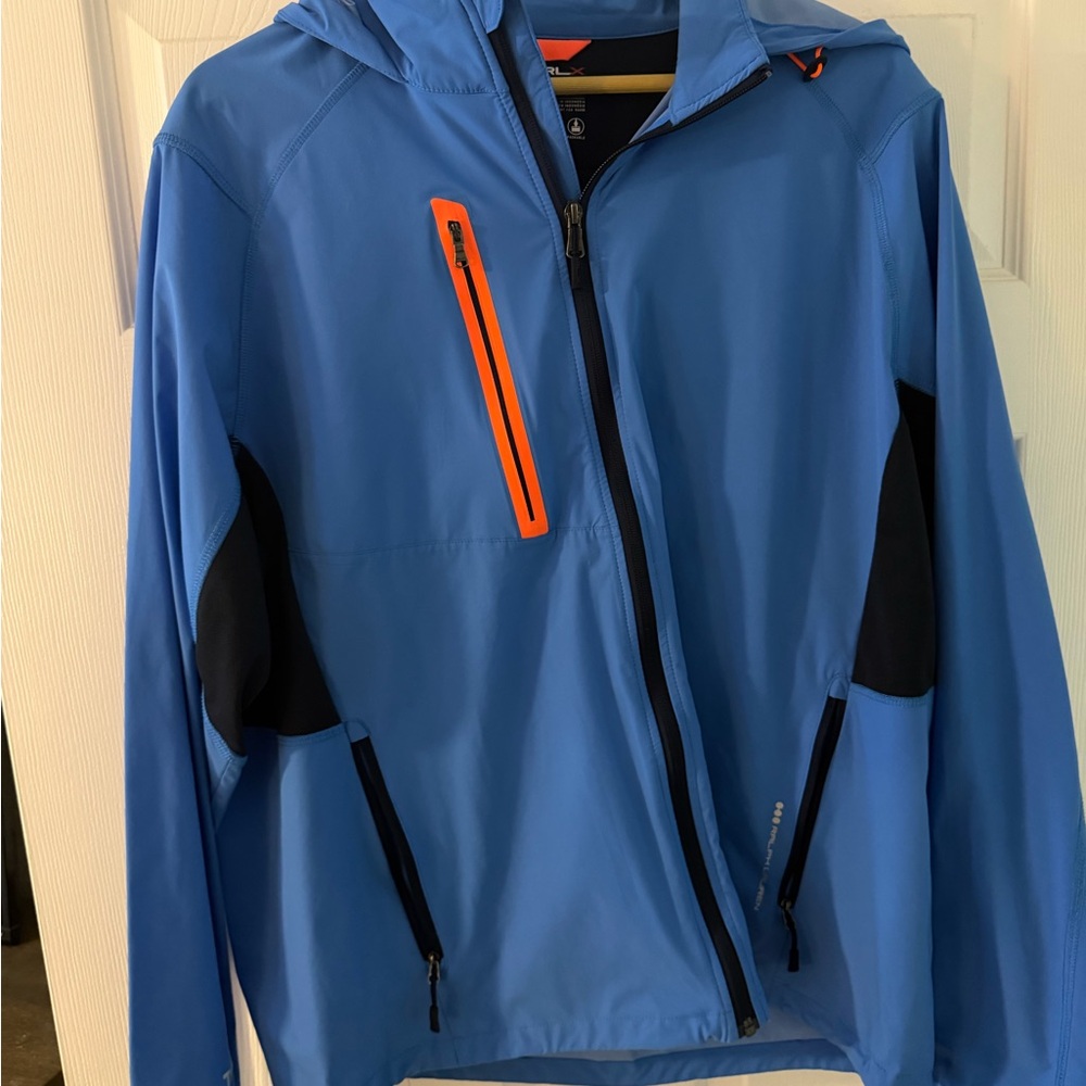 Ralph Lauren RLX Blue Hooded Jacket with Orange Accents